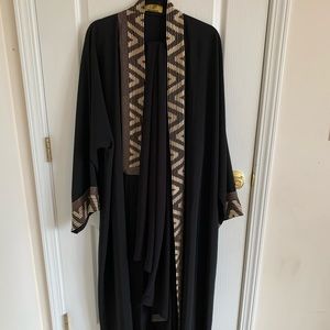 Open black with gold detail Dubai Abaya